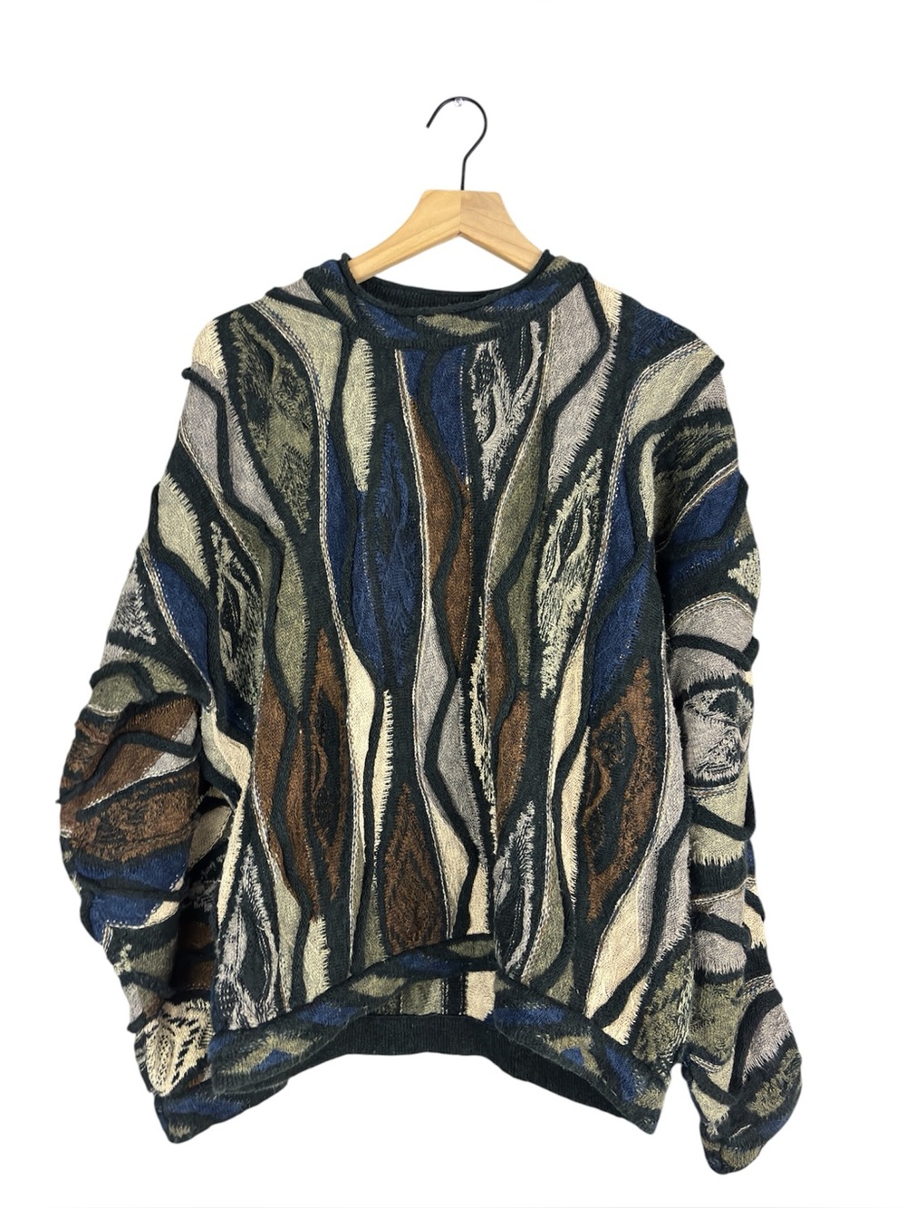 COOGI CLASSICS Linen Blend 3D Pattern brown/blue/green size Medium